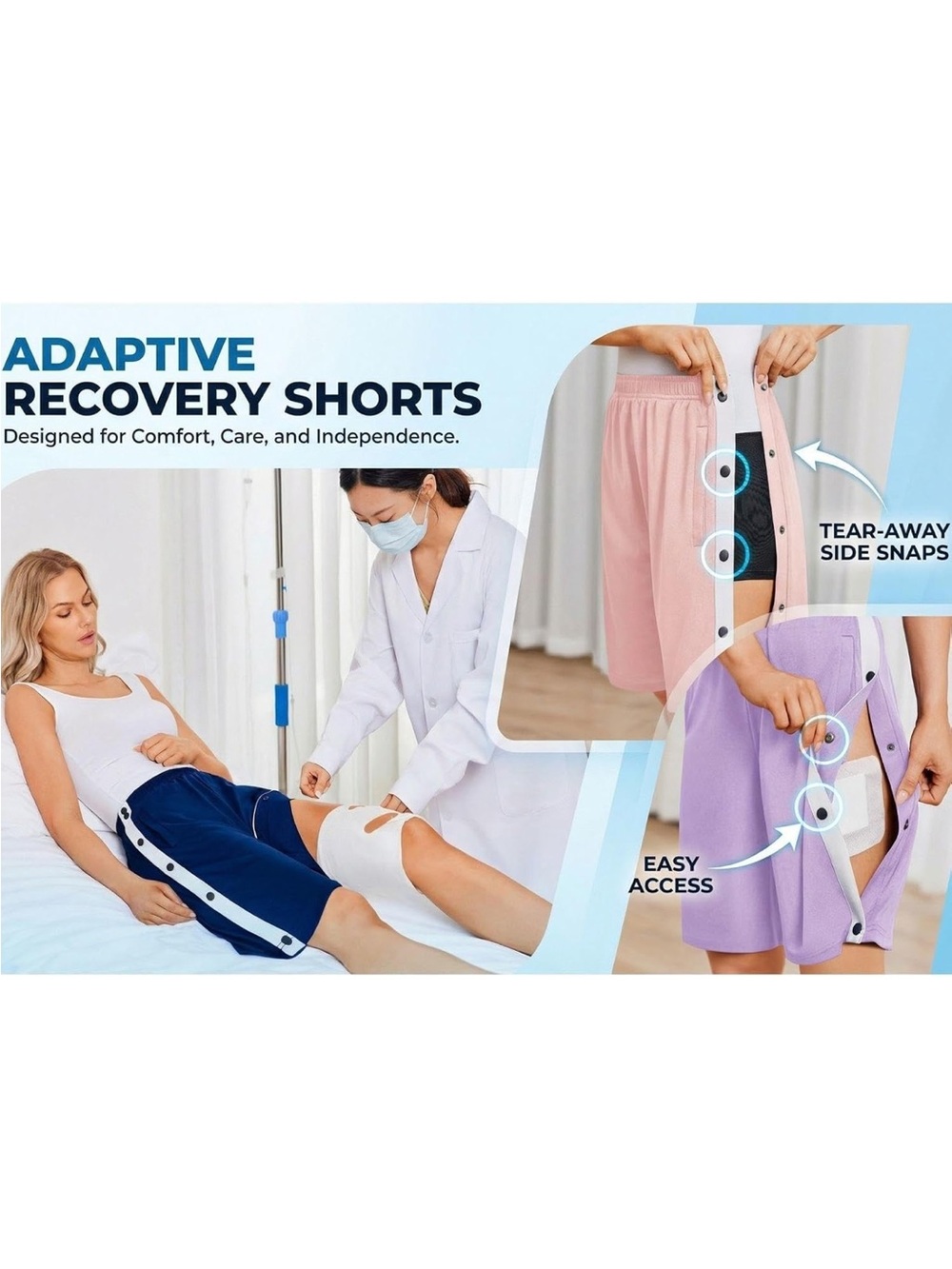 Adaptive Recovery Bermuda Shorts for Women - , Pink & Lavender